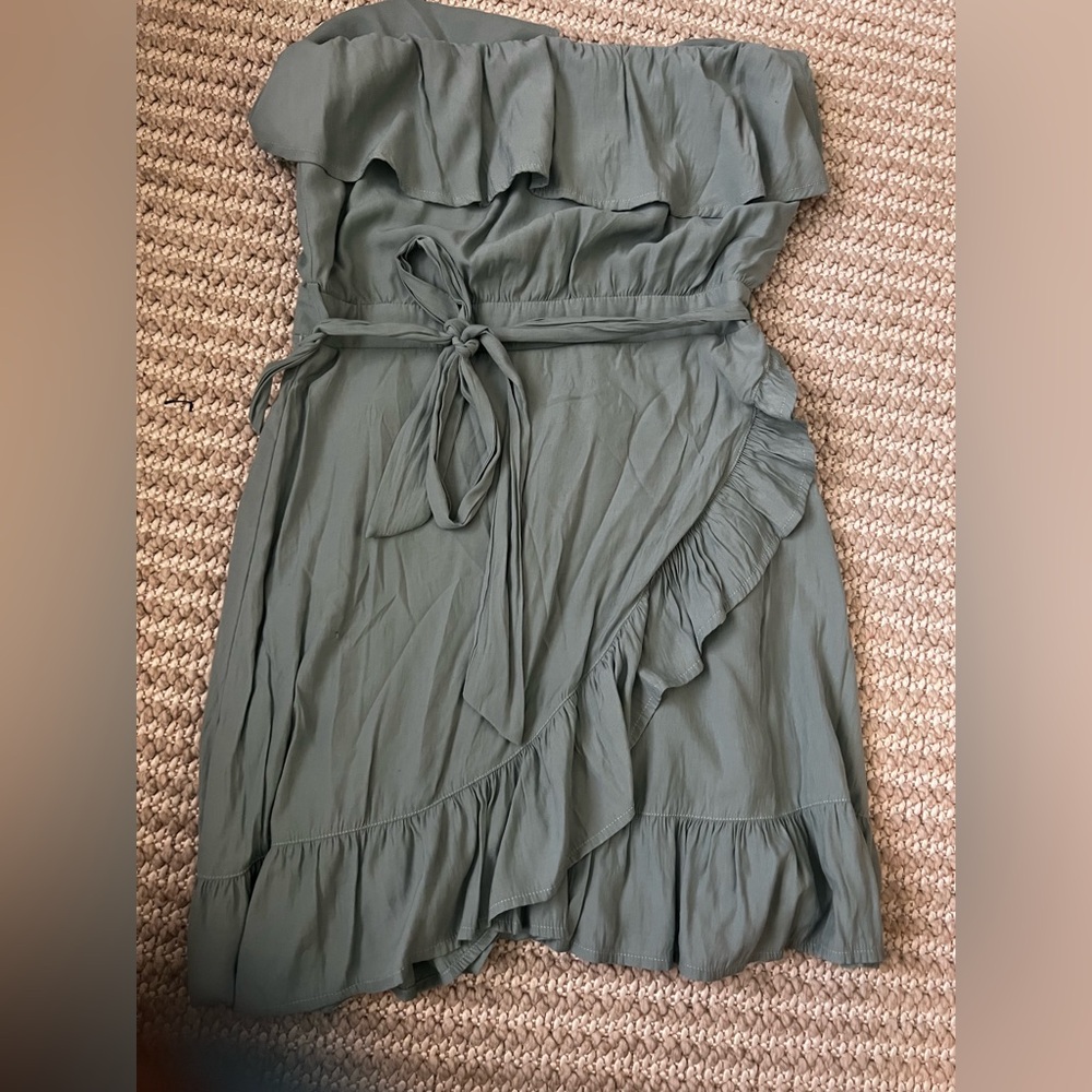 Chic Asymmetrical Ruffle Dress in Sea green